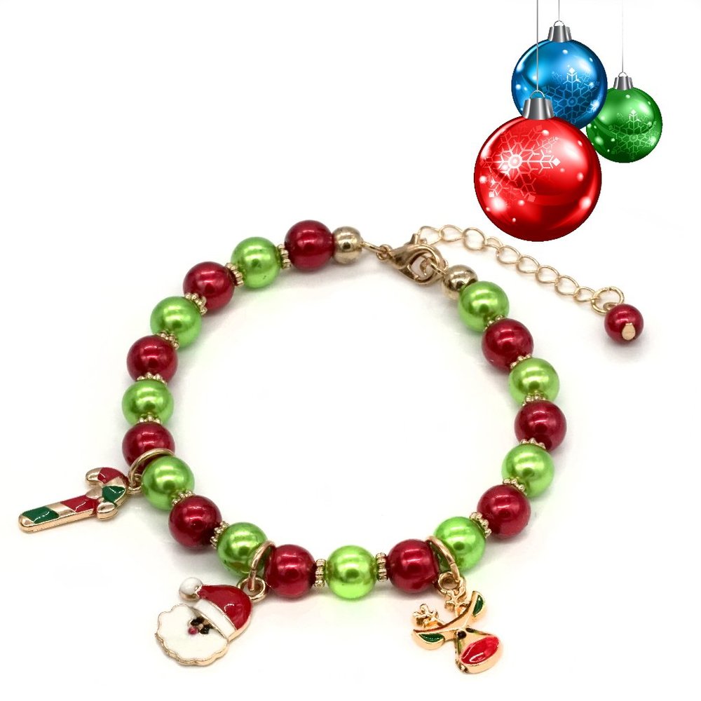 Christmas theme bead bracelet.